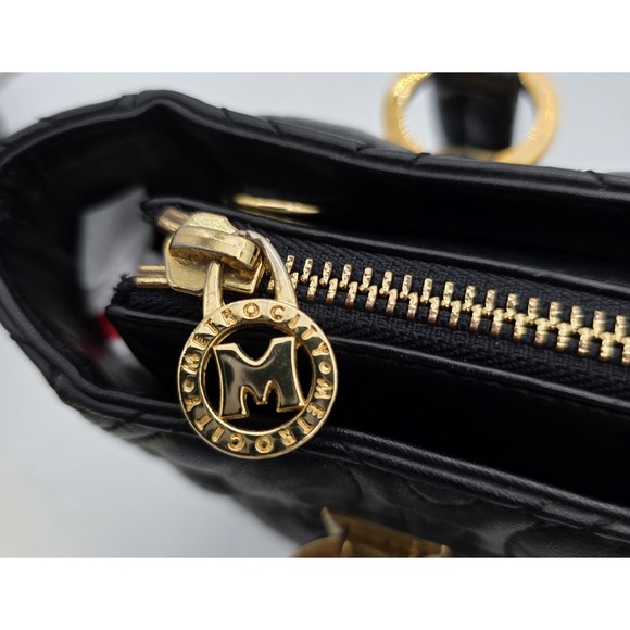 Metrocity Black Quilted Leather Satchel Made In Italy With Gold Hardware #0349 - Picture 12 of 16